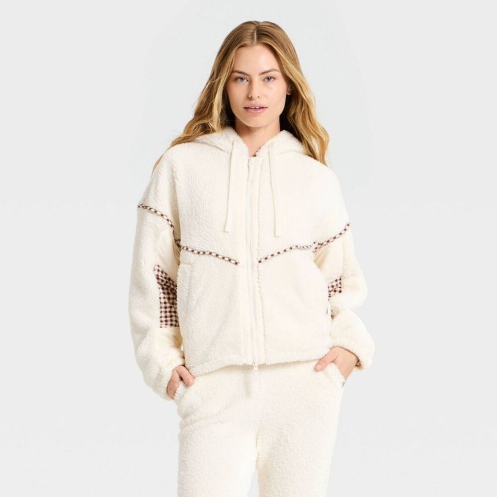 Women's High-Pile Fleece Bomber Jacket - JoyLab Cream M